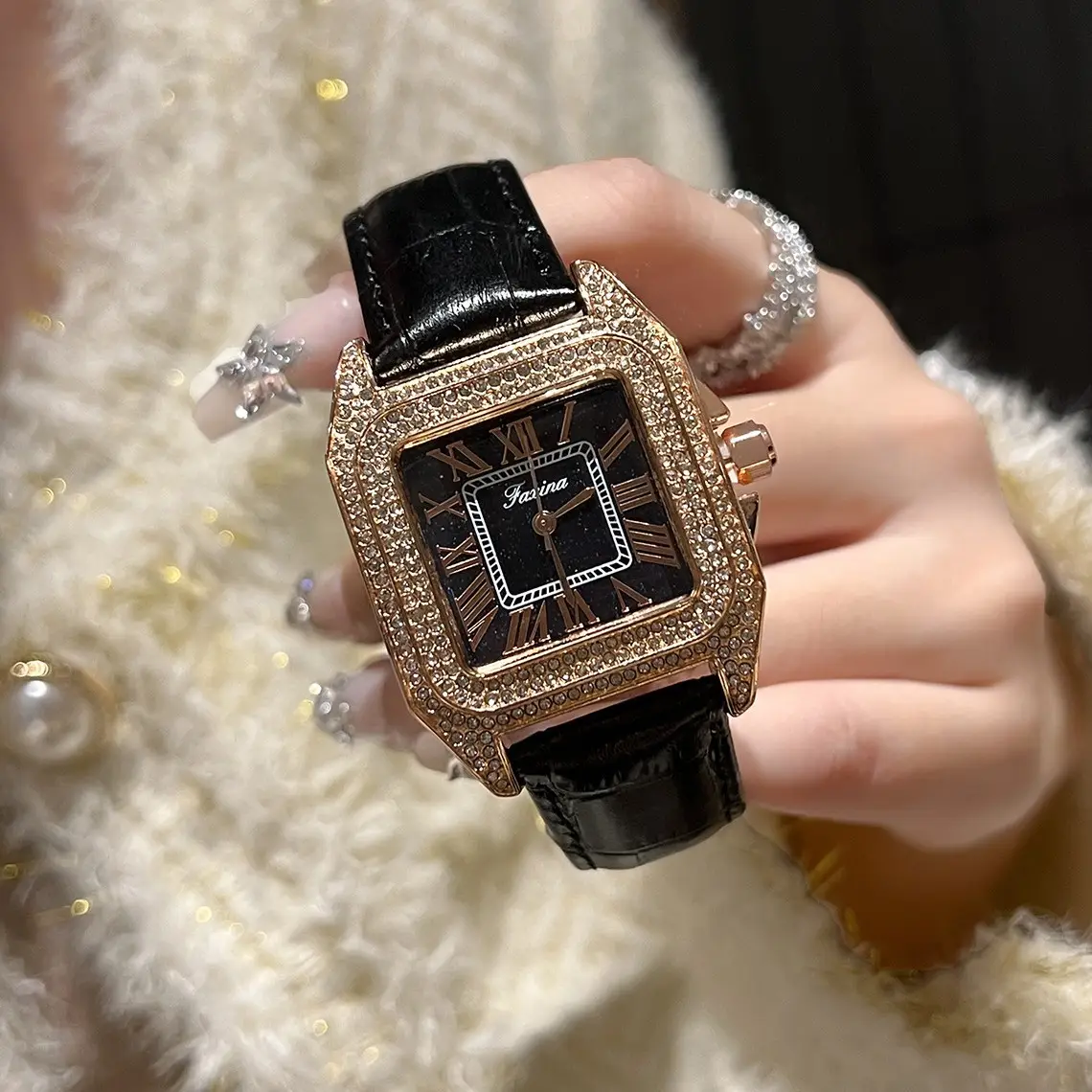 Fasina Diamond Encrusted Women's Square Watch - Image 5
