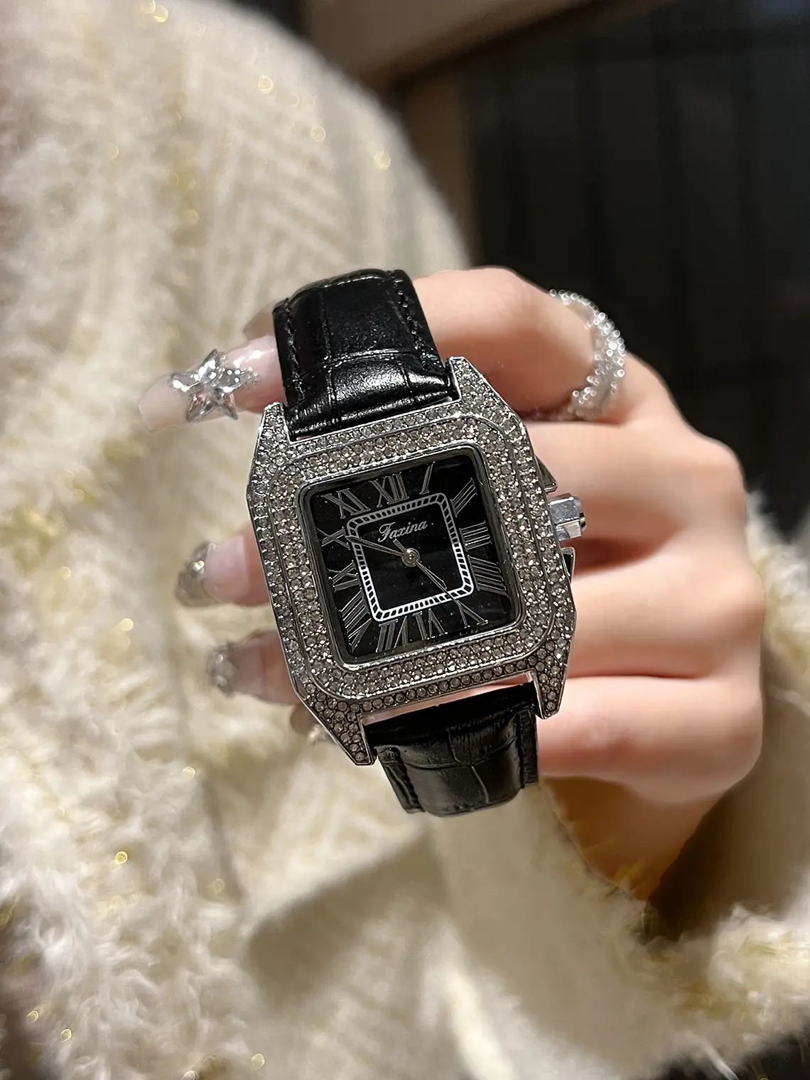 Fasina Diamond Encrusted Women's Square Watch — feature 3
