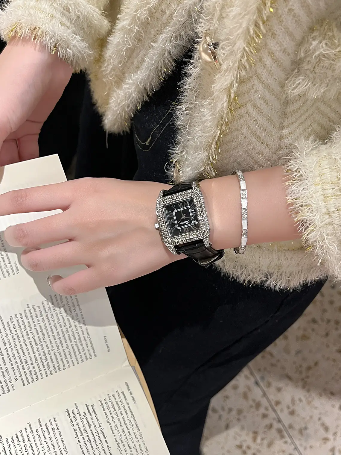 Fasina Diamond Encrusted Women's Square Watch — feature 8