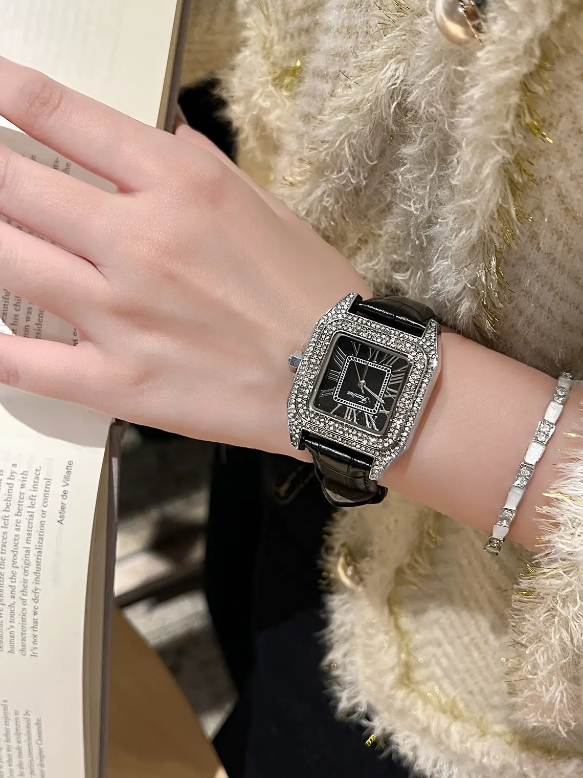 Fasina Diamond Encrusted Women's Square Watch — feature 9