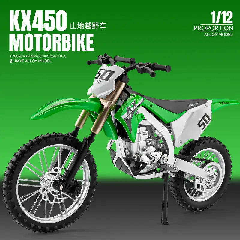 Jiaye 1:12 Kawasaki KX450F Motorcycle Model Simulation Mountain Off-road Vehicle Alloy Locomotive Ornaments Toy Car