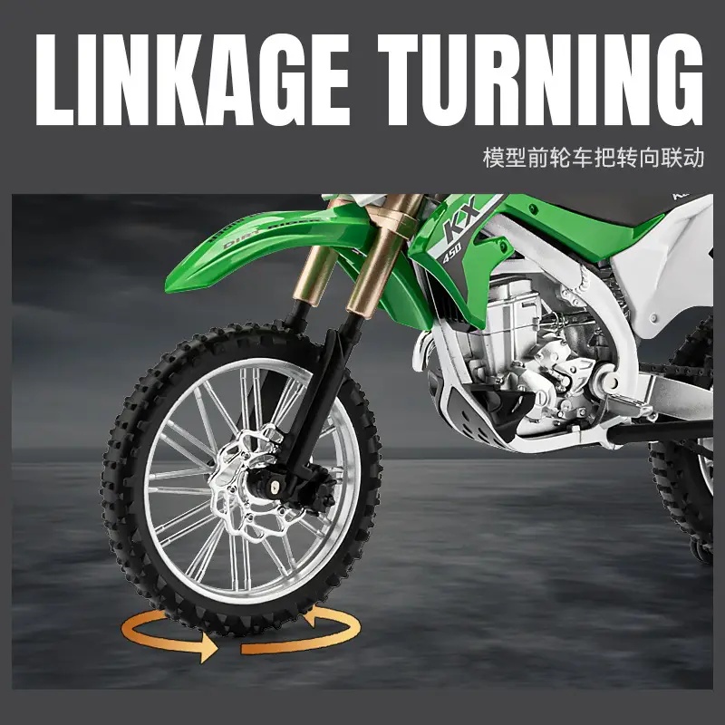 Jiaye 1:12 Kawasaki KX450F Motorcycle Model Simulation Mountain Off-road Vehicle Alloy Locomotive Ornaments Toy Car