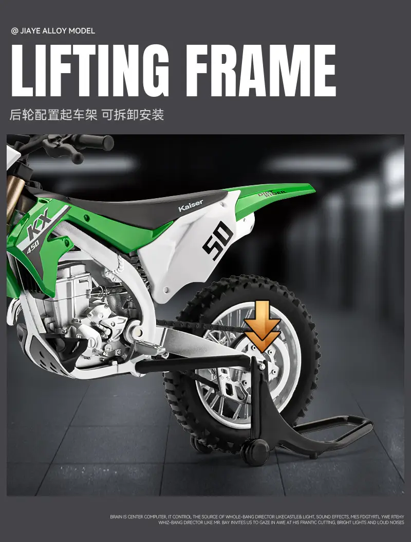 Jiaye 1:12 Kawasaki KX450F Motorcycle Model Simulation Mountain Off-road Vehicle Alloy Locomotive Ornaments Toy Car — feature 3