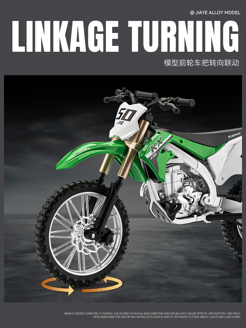 Jiaye 1:12 Kawasaki KX450F Motorcycle Model Simulation Mountain Off-road Vehicle Alloy Locomotive Ornaments Toy Car — feature 5