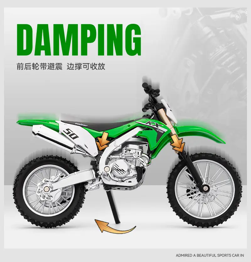 Jiaye 1:12 Kawasaki KX450F Motorcycle Model Simulation Mountain Off-road Vehicle Alloy Locomotive Ornaments Toy Car — feature 6