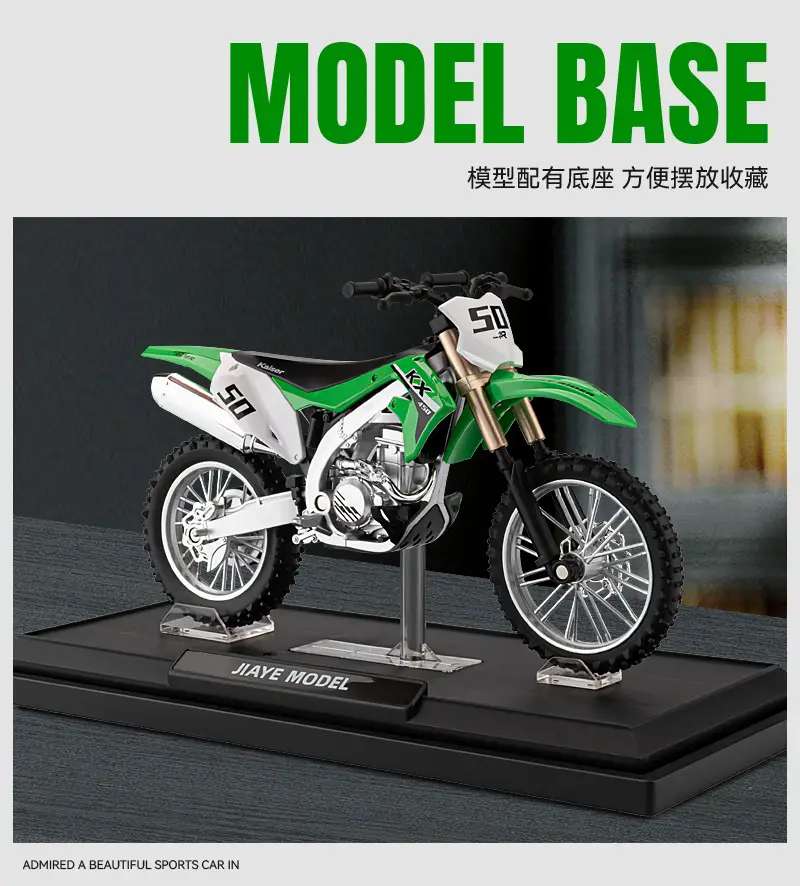 Jiaye 1:12 Kawasaki KX450F Motorcycle Model Simulation Mountain Off-road Vehicle Alloy Locomotive Ornaments Toy Car — feature 8