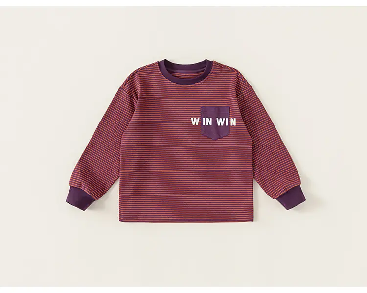 Girls Striped Letter Print T-Shirt Black — feature 17