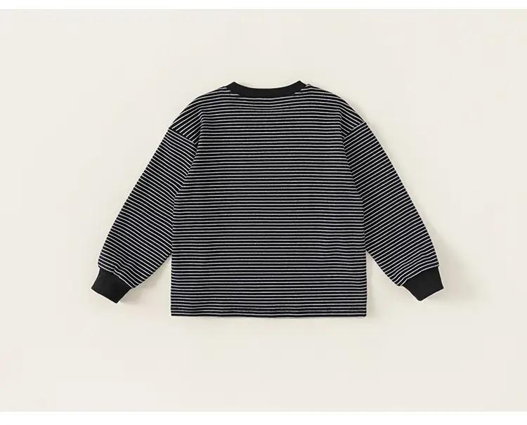 Girls Striped Letter Print T-Shirt Black — feature 20