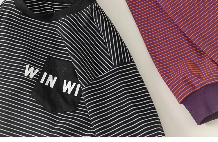 Girls Striped Letter Print T-Shirt Black — feature 6