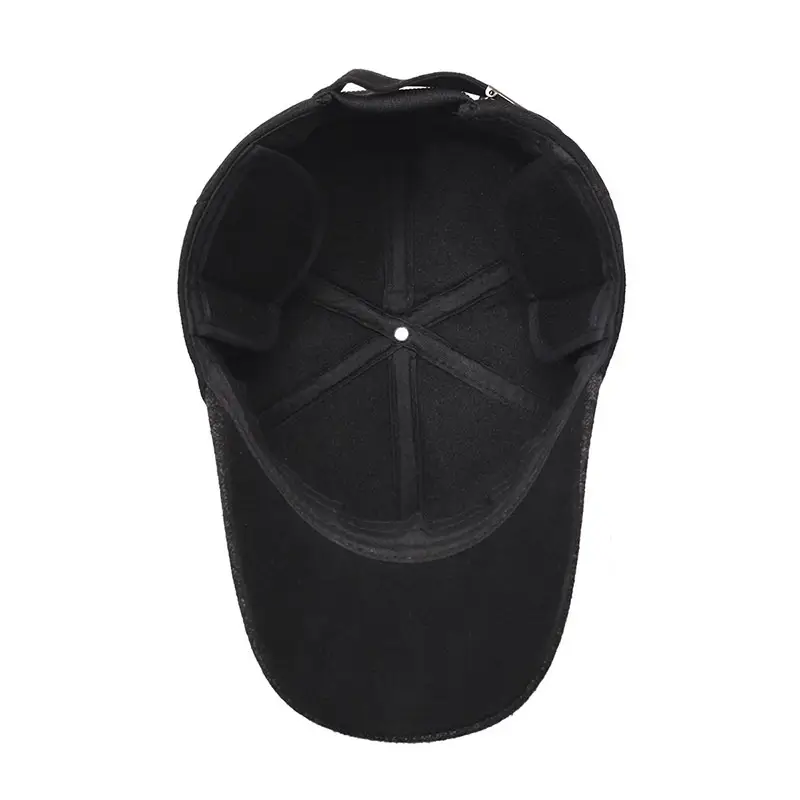 Men's Fleece Lined Black Baseball Cap with Logo