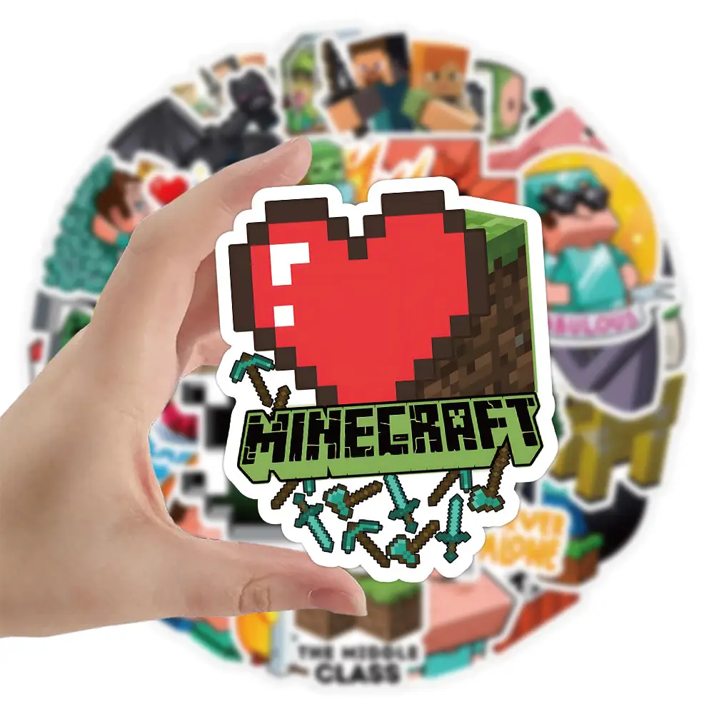 52 new my world stickers pixel wind game personality graffiti decoration mobile phone cup waterproof small stickers