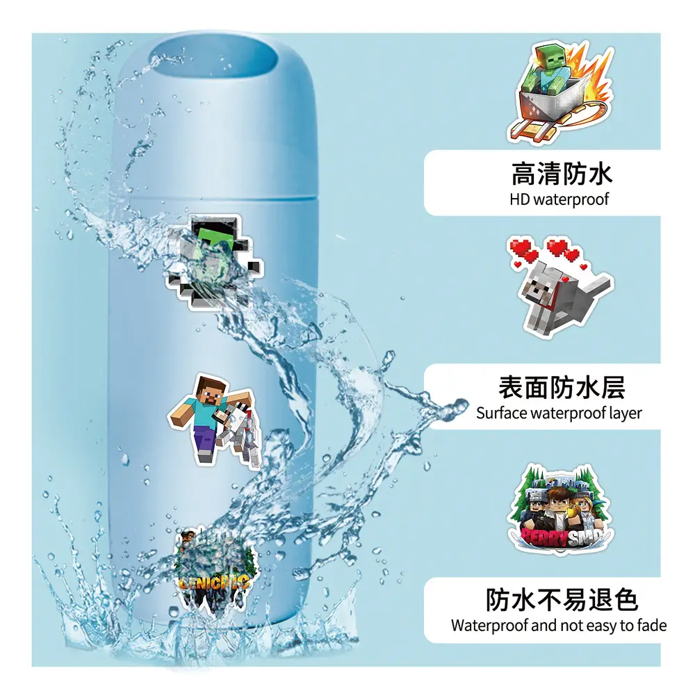 52 new my world stickers pixel wind game personality graffiti decoration mobile phone cup waterproof small stickers — feature 11