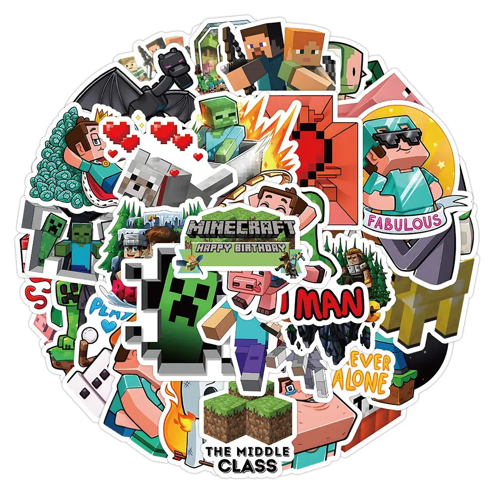 52 new my world stickers pixel wind game personality graffiti decoration mobile phone cup waterproof small stickers — feature 2