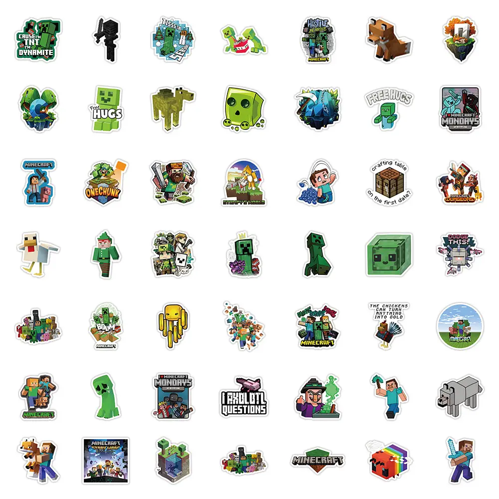 52 new my world stickers pixel wind game personality graffiti decoration mobile phone cup waterproof small stickers — feature 6