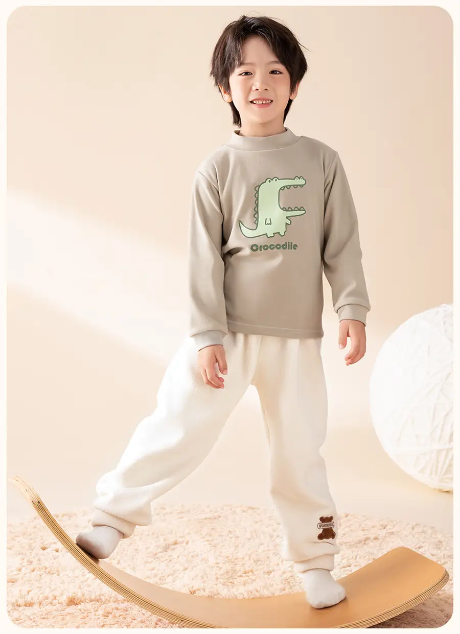 Children's Long Sleeve Thermal T-Shirt with Dinosaur Print — feature 20
