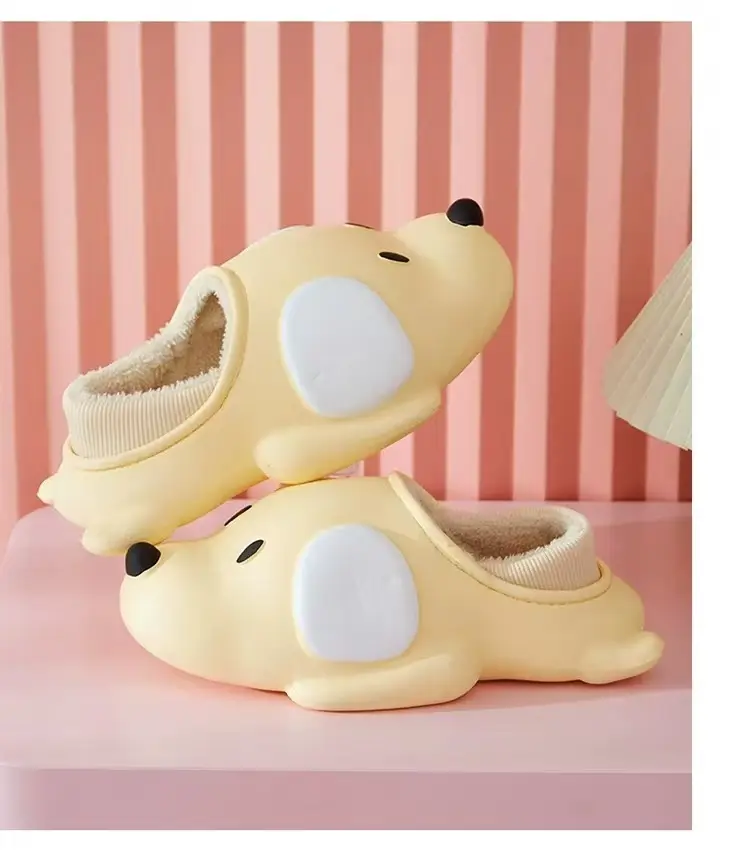 Autumn Winter Dog Plush Cotton Slippers Women Warm Indoor — feature 12