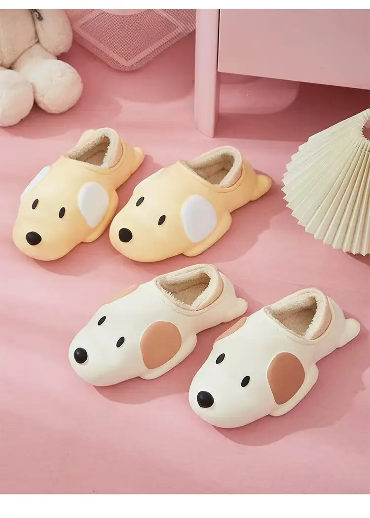 Autumn Winter Dog Plush Cotton Slippers Women Warm Indoor — feature 14