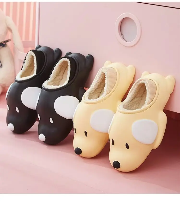 Autumn Winter Dog Plush Cotton Slippers Women Warm Indoor — feature 16