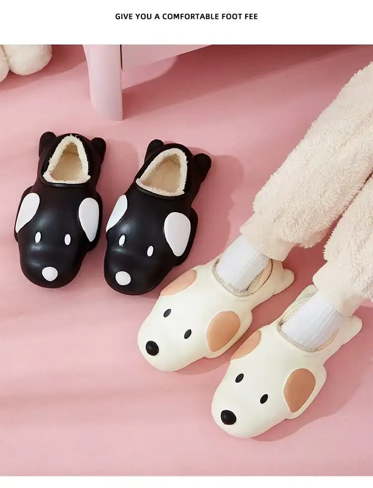 Autumn Winter Dog Plush Cotton Slippers Women Warm Indoor — feature 17