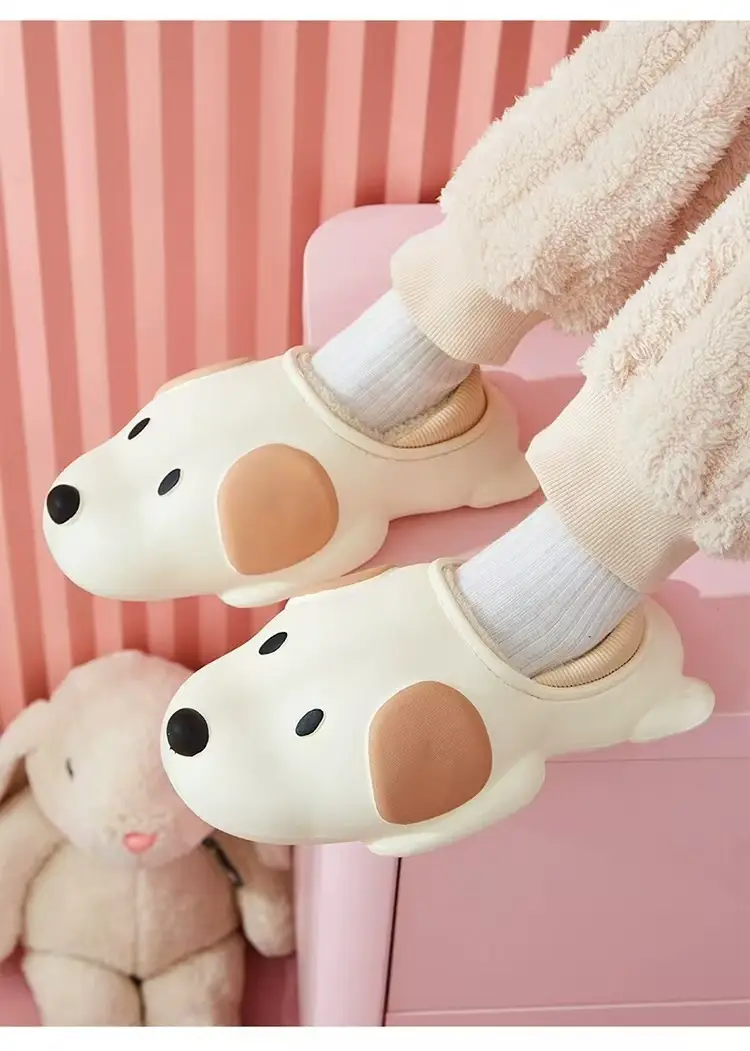 Autumn Winter Dog Plush Cotton Slippers Women Warm Indoor — feature 19