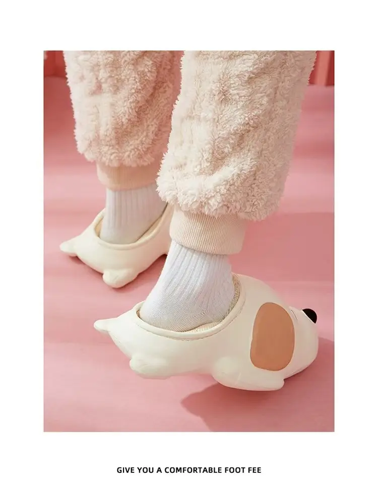 Autumn Winter Dog Plush Cotton Slippers Women Warm Indoor — feature 21