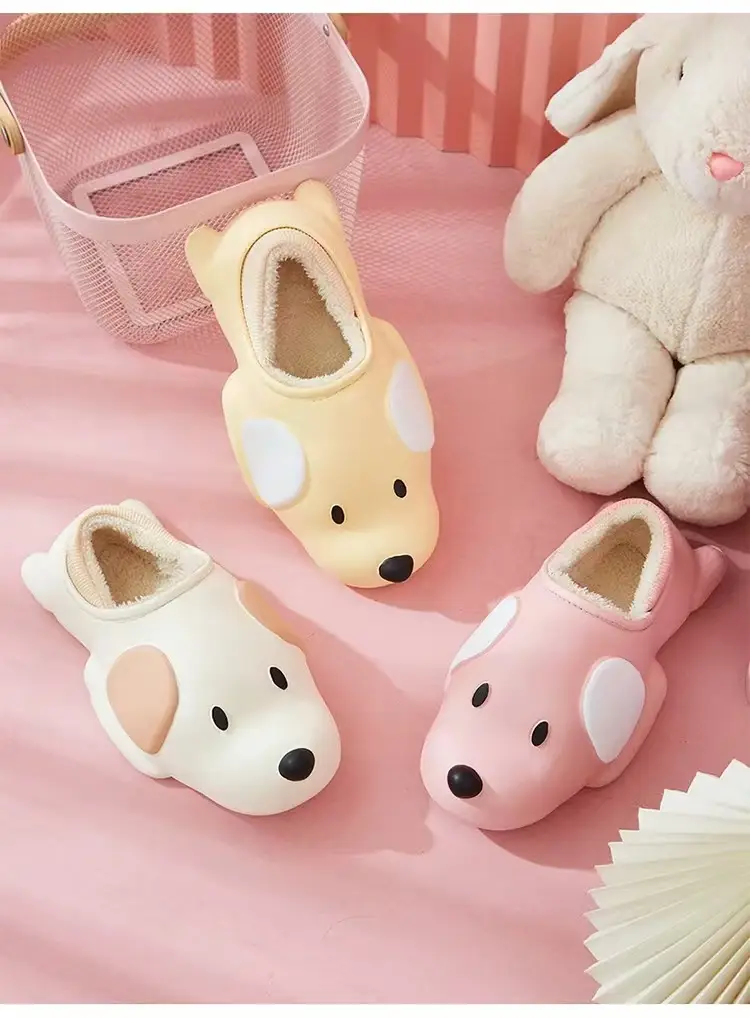 Autumn Winter Dog Plush Cotton Slippers Women Warm Indoor — feature 22