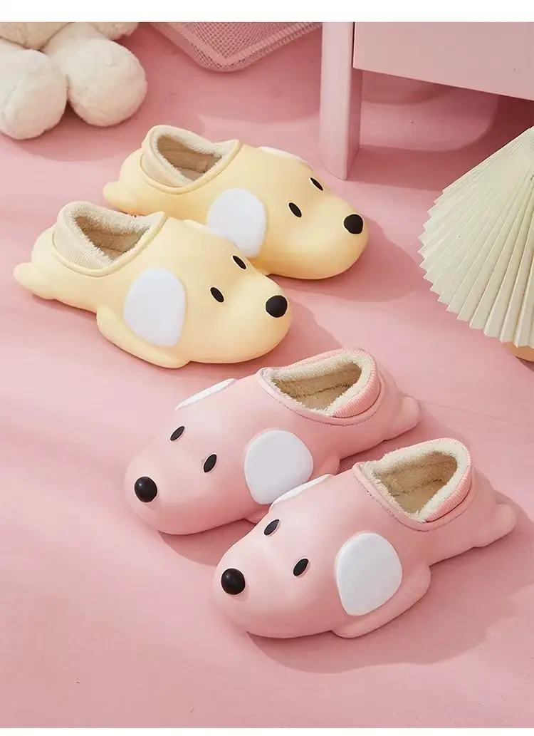 Autumn Winter Dog Plush Cotton Slippers Women Warm Indoor — feature 23