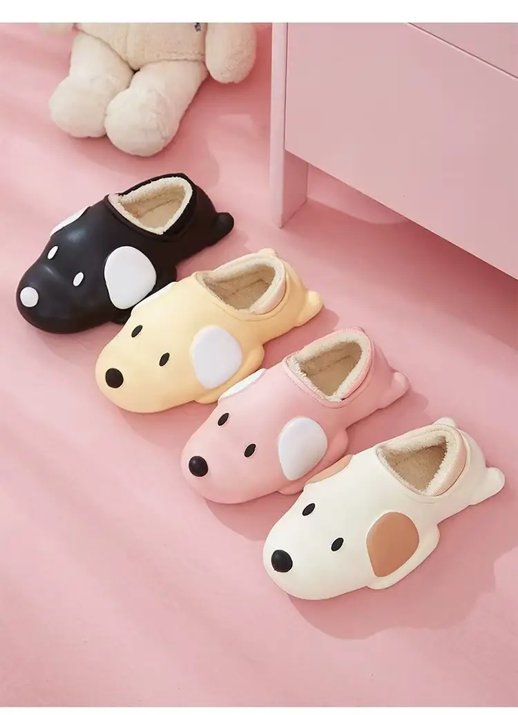 Autumn Winter Dog Plush Cotton Slippers Women Warm Indoor — feature 24