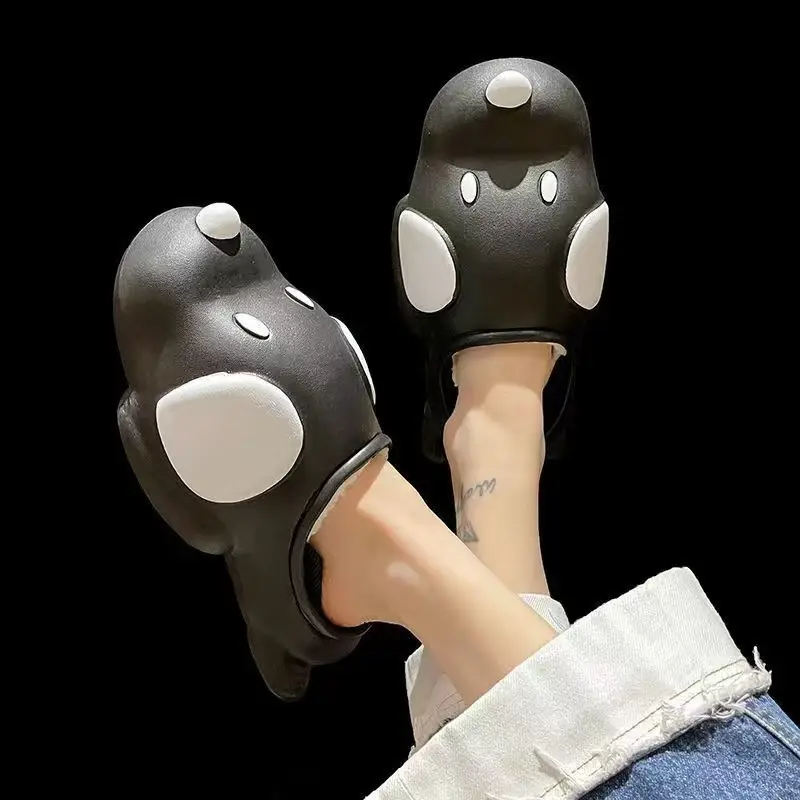 Autumn Winter Dog Plush Cotton Slippers Women Warm Indoor