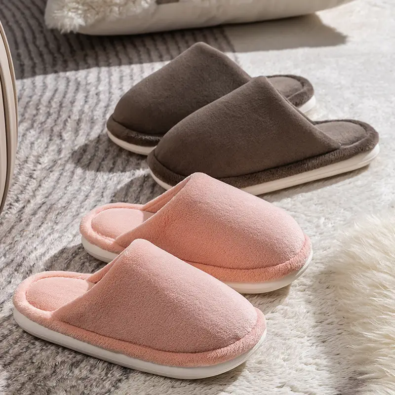 Thick-soled cotton slippers women's plush autumn and winter home indoor couples high-grade thick-soled non-slip cotton slippers men's household - Image 12