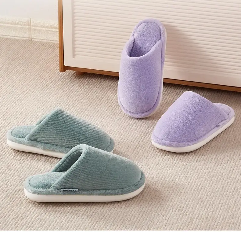 Thick-soled cotton slippers women's plush autumn and winter home indoor couples high-grade thick-soled non-slip cotton slippers men's household — feature 12