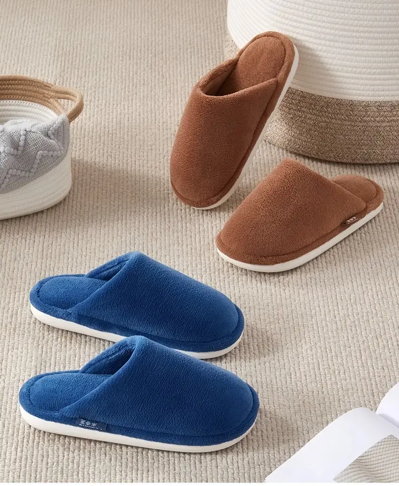 Thick-soled cotton slippers women's plush autumn and winter home indoor couples high-grade thick-soled non-slip cotton slippers men's household — feature 14