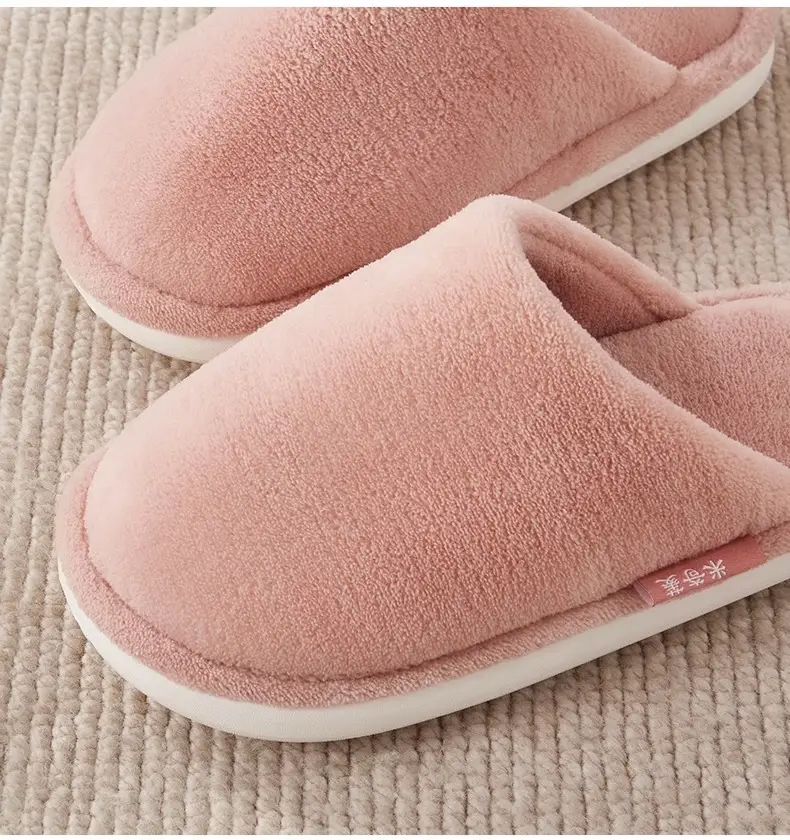 Thick-soled cotton slippers women's plush autumn and winter home indoor couples high-grade thick-soled non-slip cotton slippers men's household — feature 16