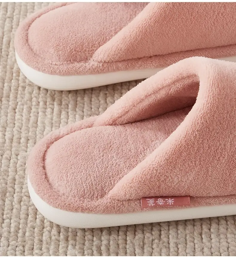 Thick-soled cotton slippers women's plush autumn and winter home indoor couples high-grade thick-soled non-slip cotton slippers men's household — feature 18