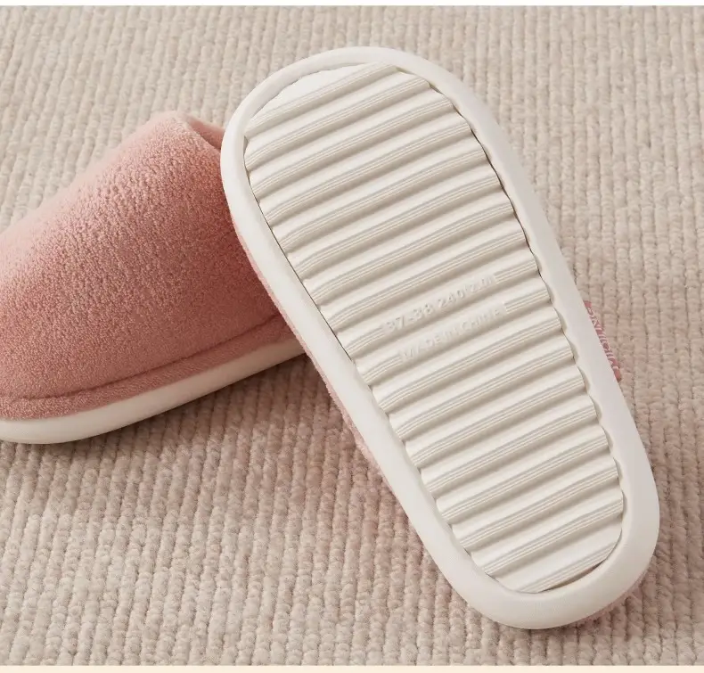 Thick-soled cotton slippers women's plush autumn and winter home indoor couples high-grade thick-soled non-slip cotton slippers men's household — feature 20