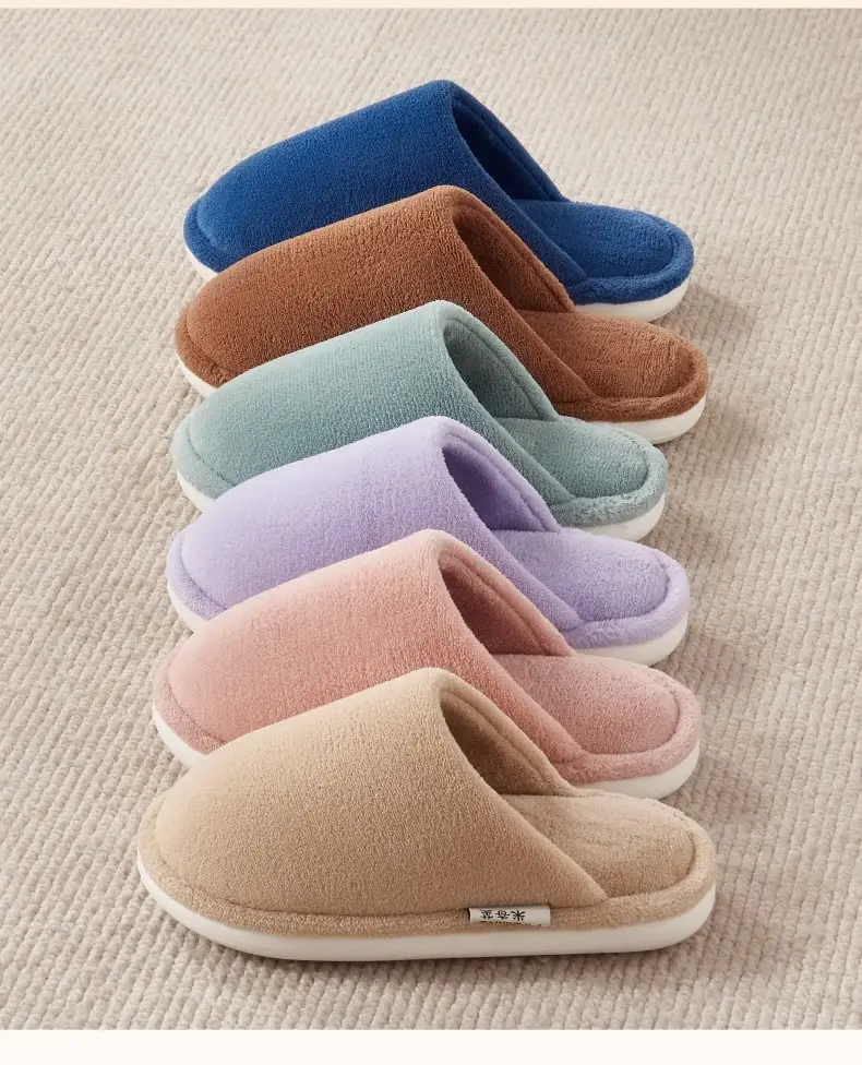 Thick-soled cotton slippers women's plush autumn and winter home indoor couples high-grade thick-soled non-slip cotton slippers men's household — feature 22