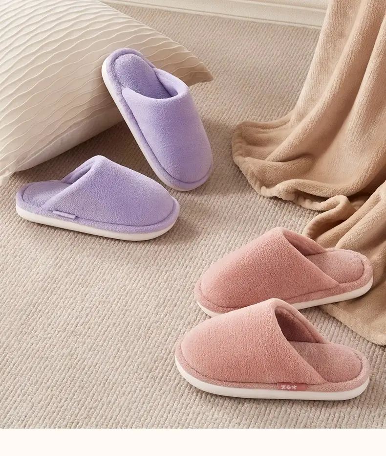 Thick-soled cotton slippers women's plush autumn and winter home indoor couples high-grade thick-soled non-slip cotton slippers men's household — feature 4