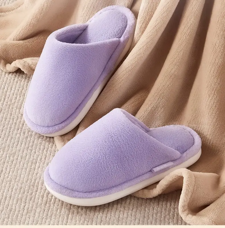 Thick-soled cotton slippers women's plush autumn and winter home indoor couples high-grade thick-soled non-slip cotton slippers men's household — feature 7