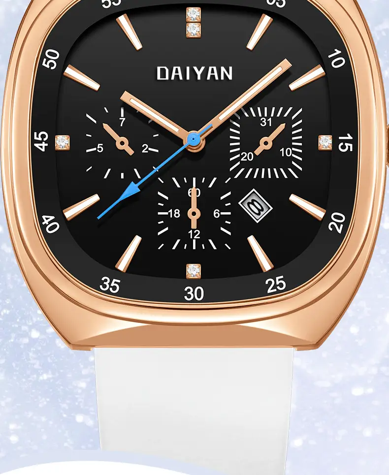 Women's Black Square Quartz Watch with 6-Hand Display — feature 2