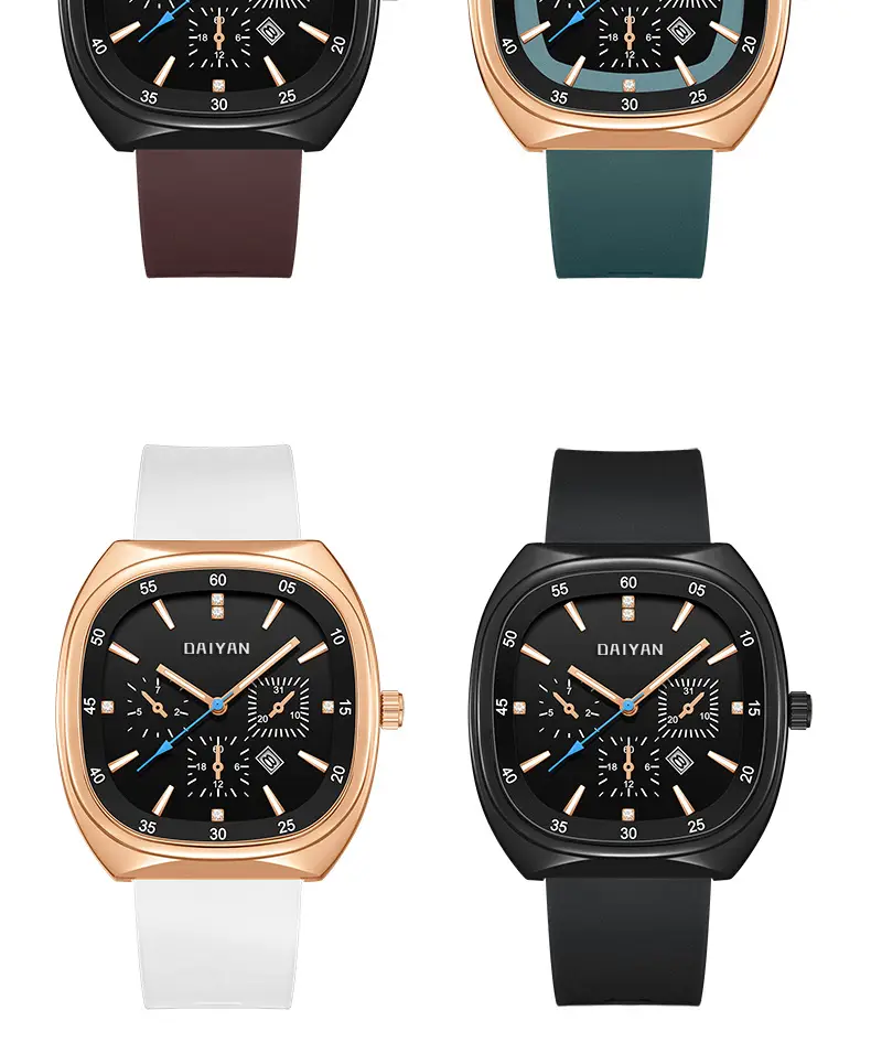 Women's Black Square Quartz Watch with 6-Hand Display — feature 5
