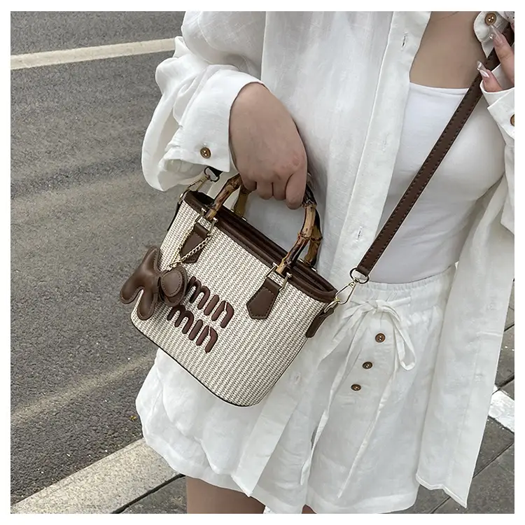 Women's Mion Straw Woven Bamboo Handle Bag — feature 11