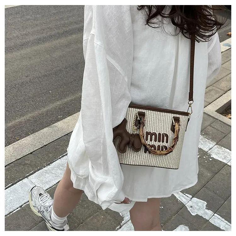 Women's Mion Straw Woven Bamboo Handle Bag — feature 12