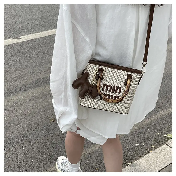 Women's Mion Straw Woven Bamboo Handle Bag — feature 14