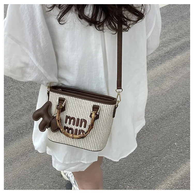 Women's Mion Straw Woven Bamboo Handle Bag — feature 15