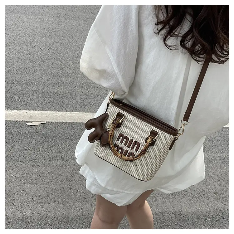 Women's Mion Straw Woven Bamboo Handle Bag — feature 17
