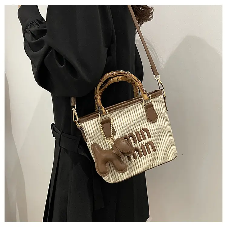 Women's Mion Straw Woven Bamboo Handle Bag — feature 22