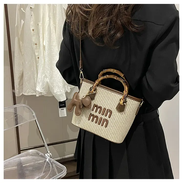 Women's Mion Straw Woven Bamboo Handle Bag — feature 24