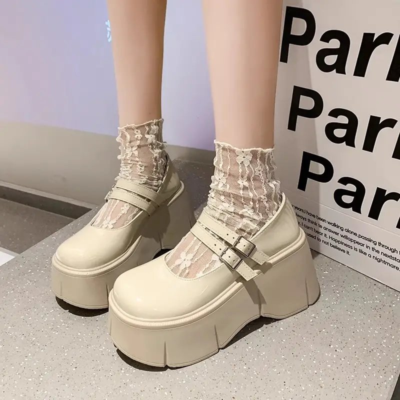 White High-Heel Leather Mary Jane Shoes Autumn - Image 2