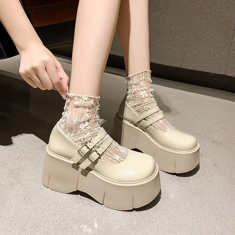 White High-Heel Leather Mary Jane Shoes Autumn - Image 4