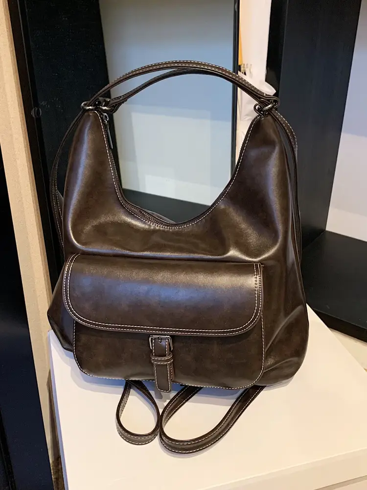 Women's Vintage Brown Leather Tote Bag 2024 - Image 5